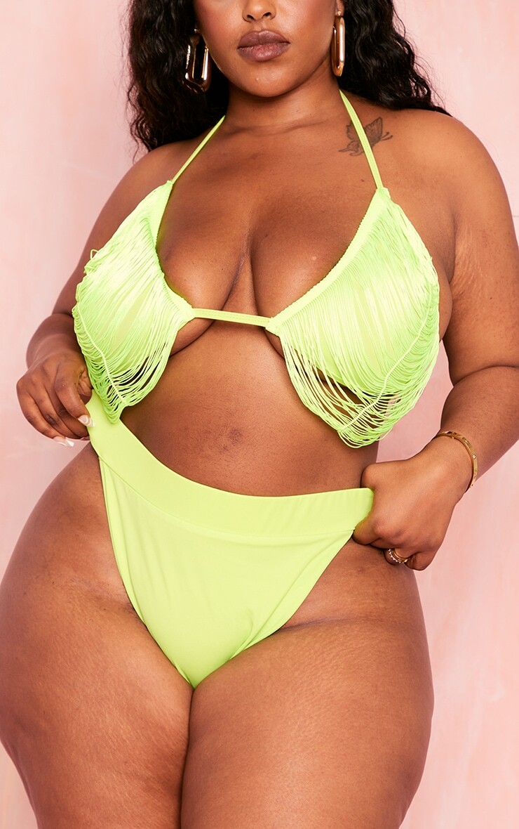 

PrettyLittleThing Плавки бикини с высокой талией Plus Lime