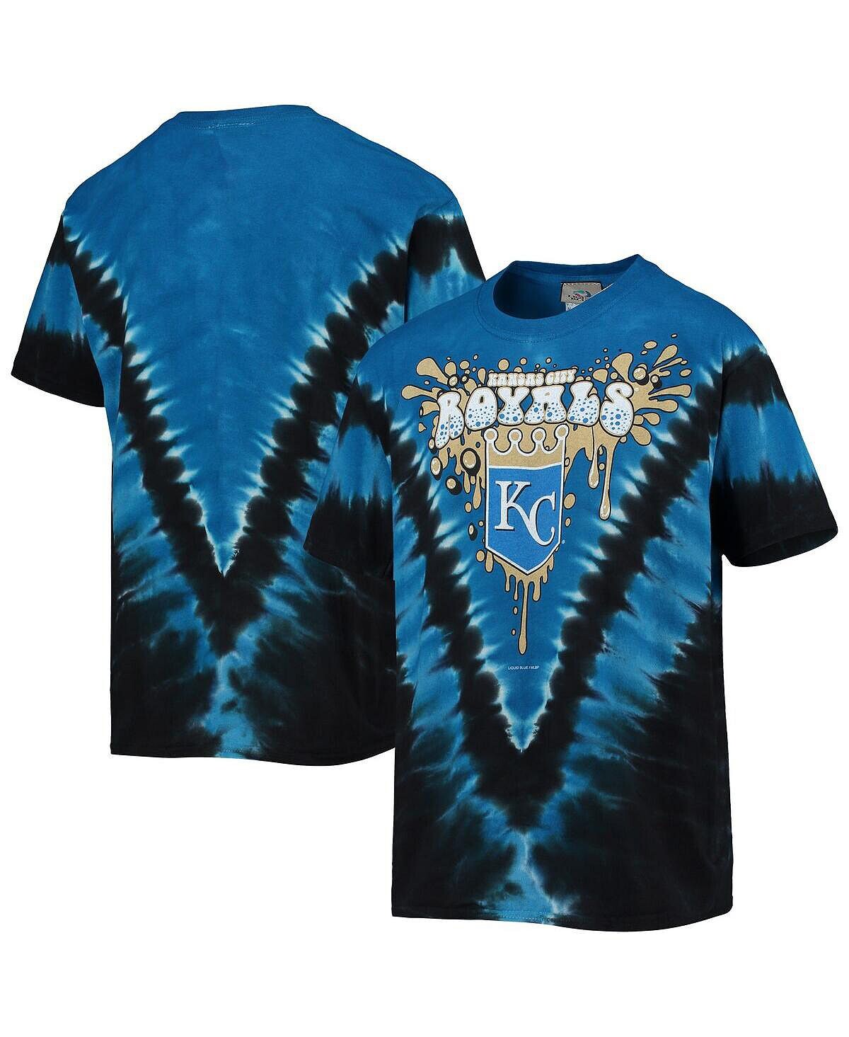 

Черная футболка Big Boys and Girls Royals Kansas City Royals с принтом тай-дай в стиле ретро Liquid Blue