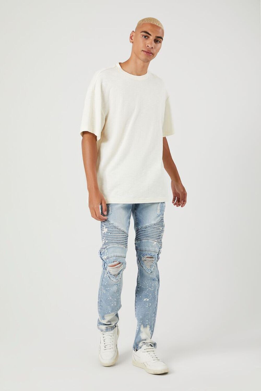 

Потертые байкерские джинсы с отбеливающим эффектом Forever 21, деним