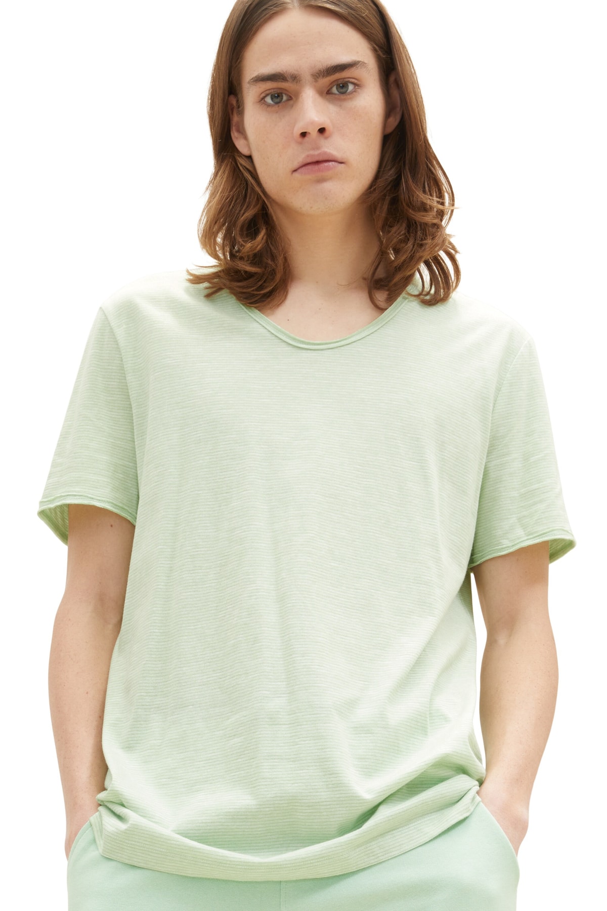 Мужская зелено-белая футболка в тонкую полоску с ярдовой полоской Tom Tailor Denim, зеленый толстовка tom tailor размер m зеленый