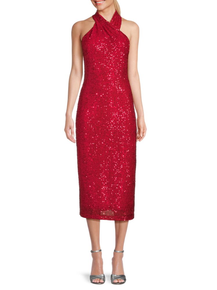 Платье Harland с воротником-халтер и пайетками Rachel Rachel Roy, цвет Haute Red