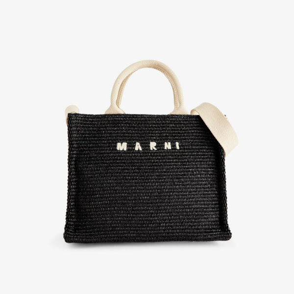 

Сумка-тоут из смесового хлопка с вышитым логотипом Marni, черный