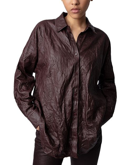

Мятая кожаная рубашка Тамара Zadig & Voltaire, цвет Brown