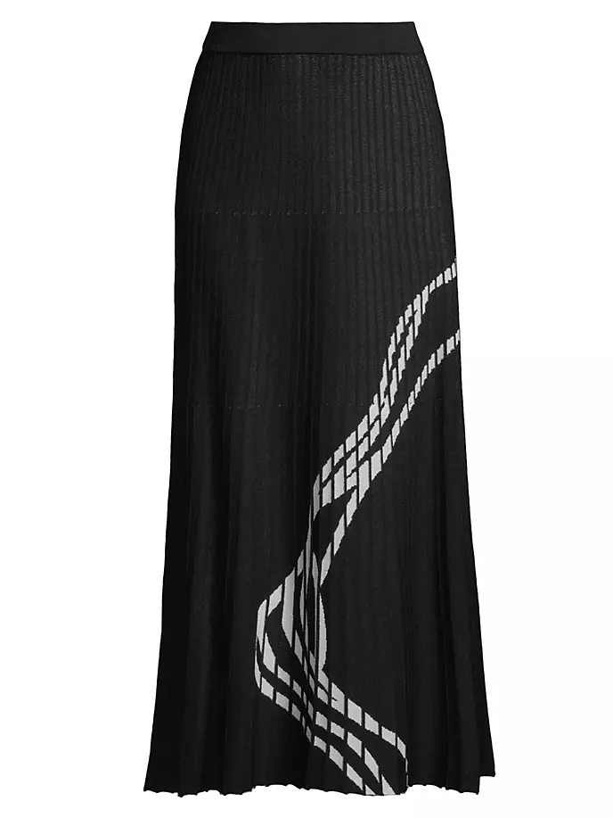 

Расклешенная длинная юбка мягкой вязки Misook, цвет black new ivory