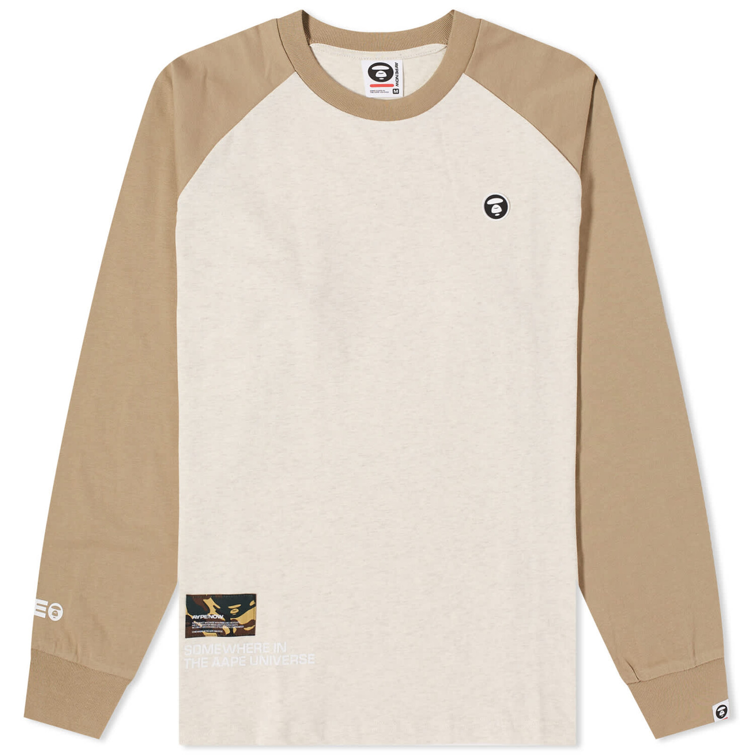 

Футболка Aape Now Long Sleeve, цвет Dark Beige