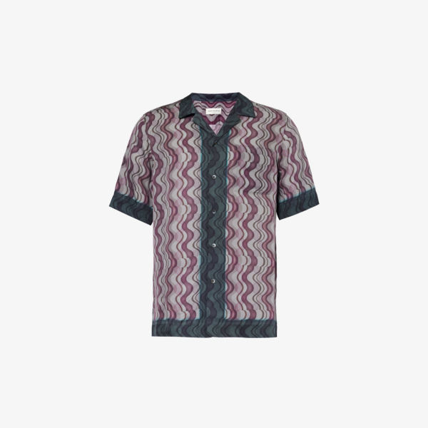 Креповая рубашка свободного кроя с абстрактным принтом Dries Van Noten, фиолетовый