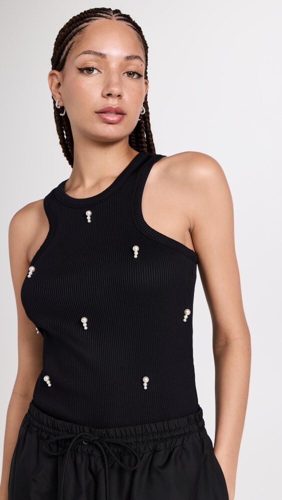 

Майка Stella McCartney Embroidered Pearls, черный