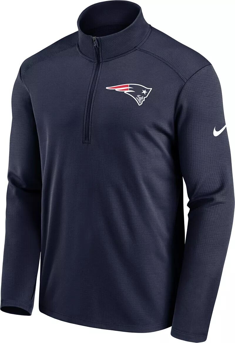 

Мужской темно-синий пуловер с молнией до половины длины Nike New England Patriots Logo Pacer