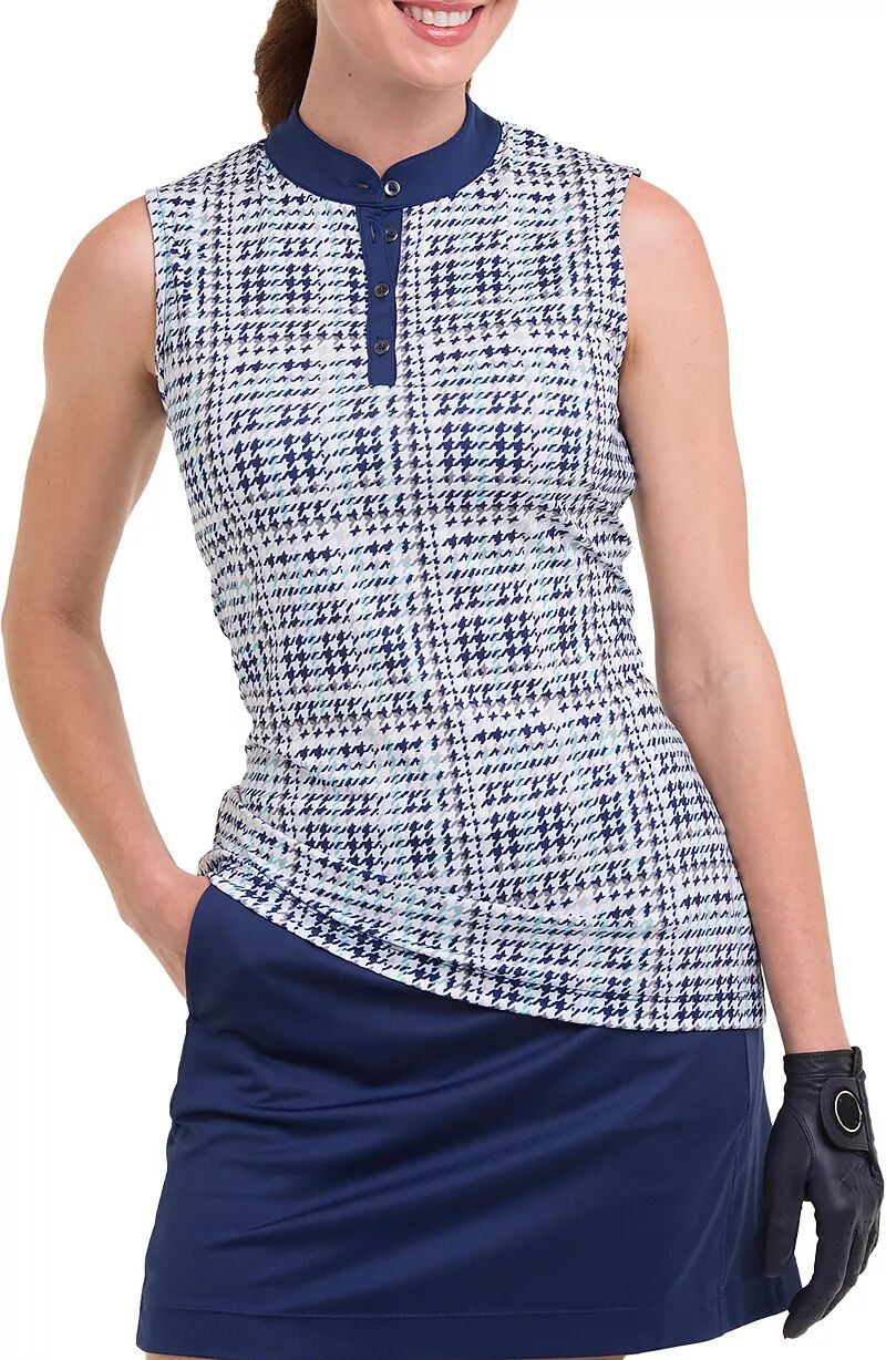Женская рубашка-поло без рукавов с принтом гусиные лапки Ep New York, мультиколор цена и фото