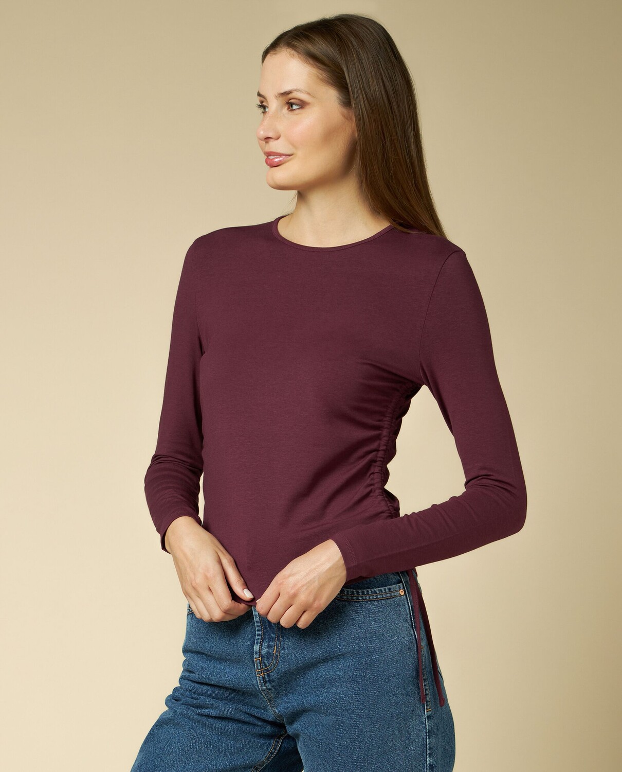 

Женская футболка на шнурке NICE&CHIC, темно-красный