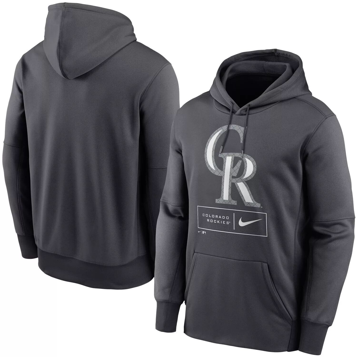 

Мужской пуловер с капюшоном антрацитового цвета Colorado Rockies Season Pattern Performance Nike, Черный