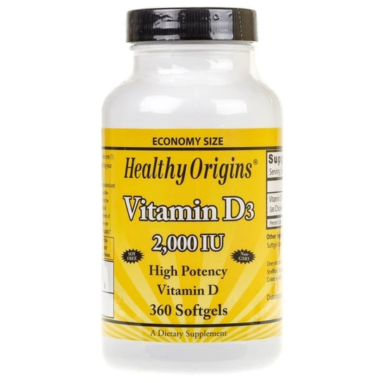 Healthy Origins, Витамин D3, 2000 МЕ, 360 капсул