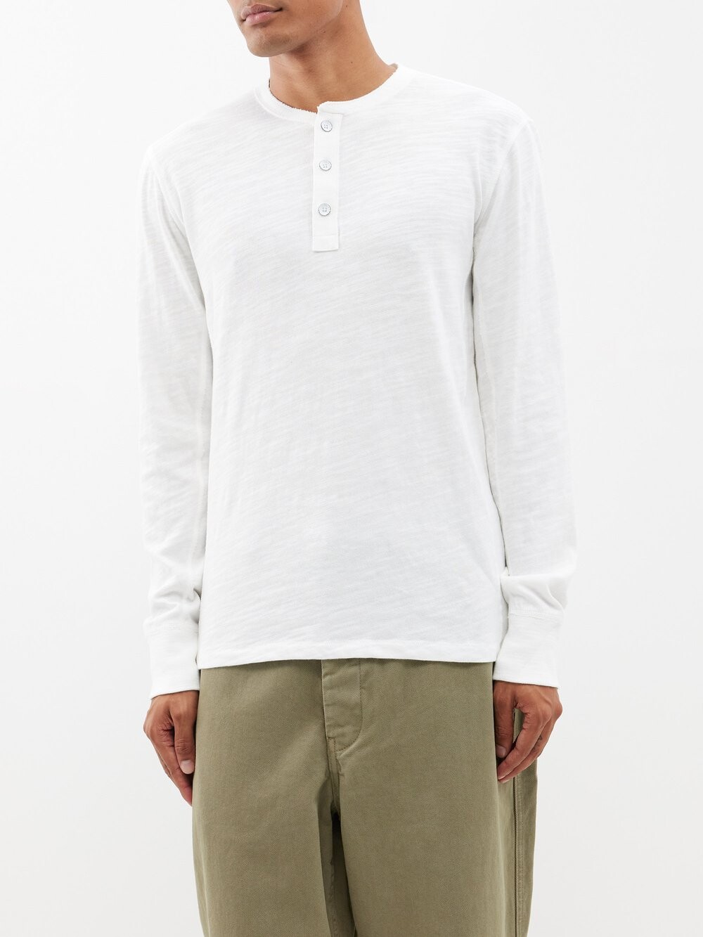 

Классическая футболка henley из хлопкового трикотажа с глубоким вырезом Rag & Bone, белый