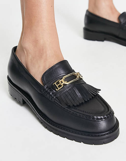 

Черные кожаные лоферы с кисточками Schuh Wide Fit Lana