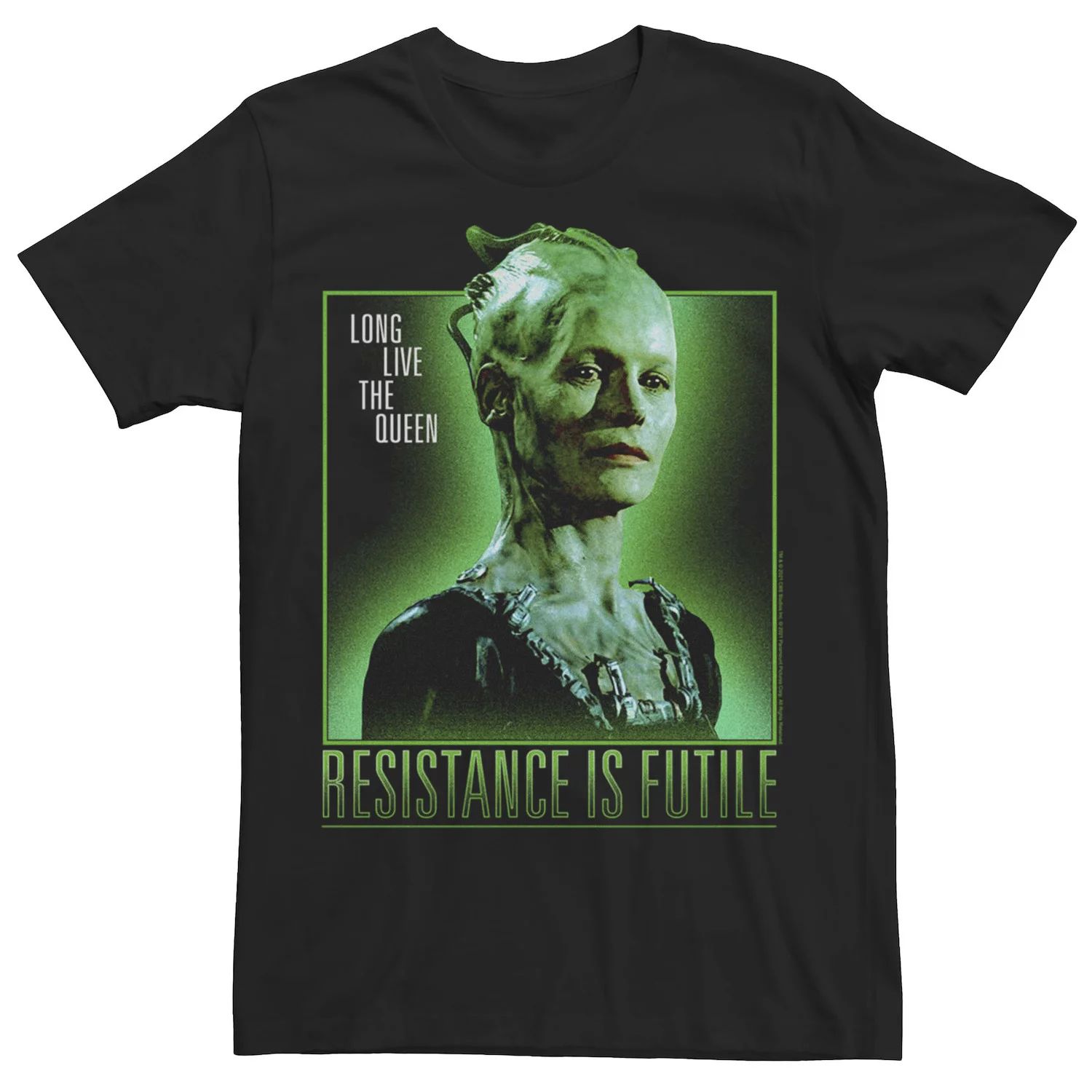 

Мужская футболка Star Trek First Contact Borg Queen зеленого оттенка с портретом Licensed Character, Зеленый