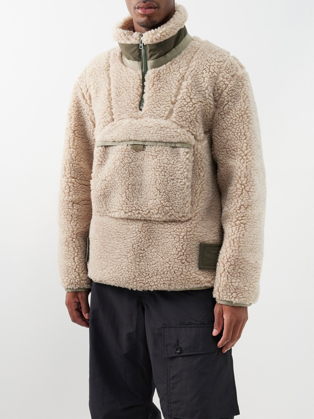 

Куртка из искусственной овчины с карманом на молнии Sacai, бежевый