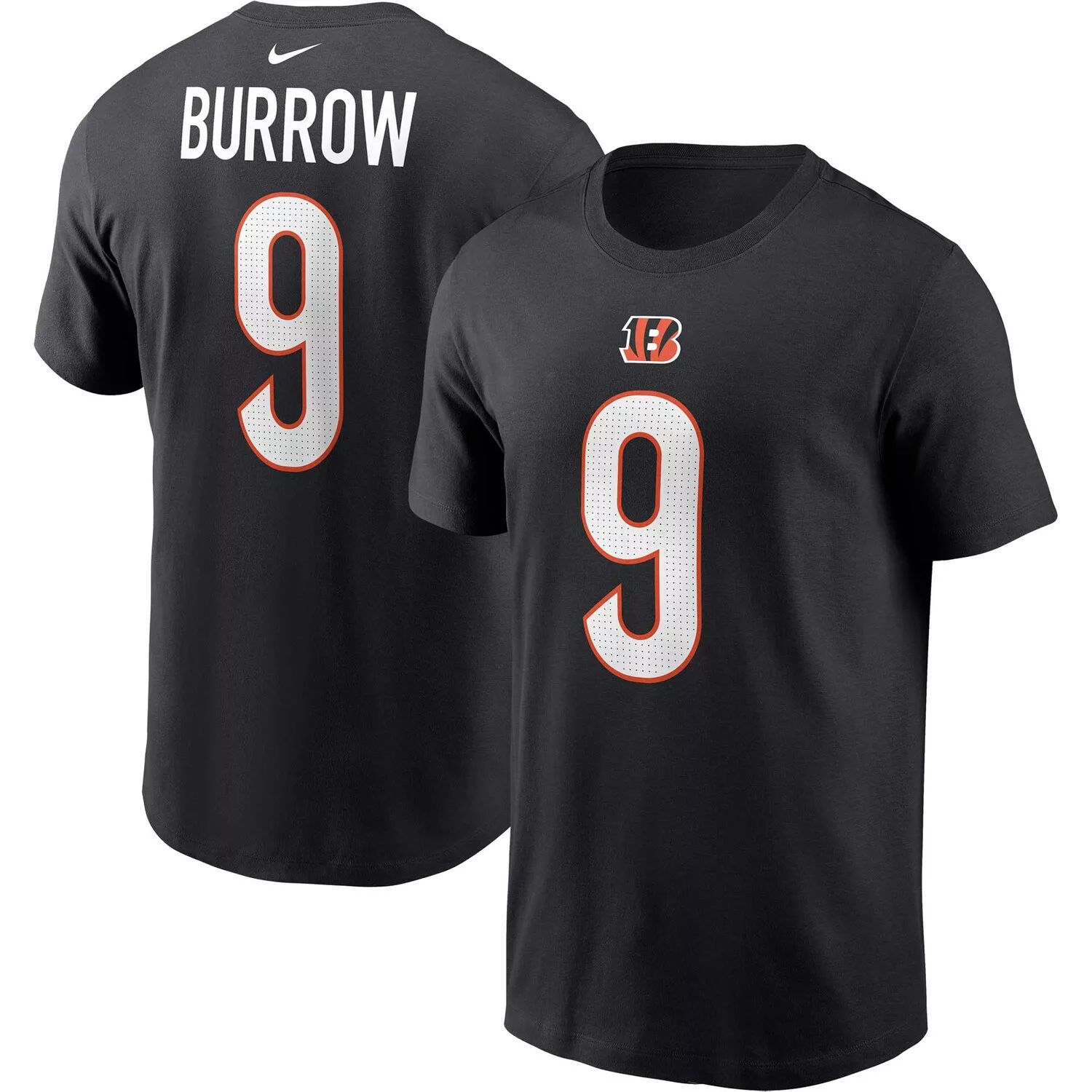 Мужская черная футболка с именем и номером игрока Cincinnati Bengals Joe Burrow Nike