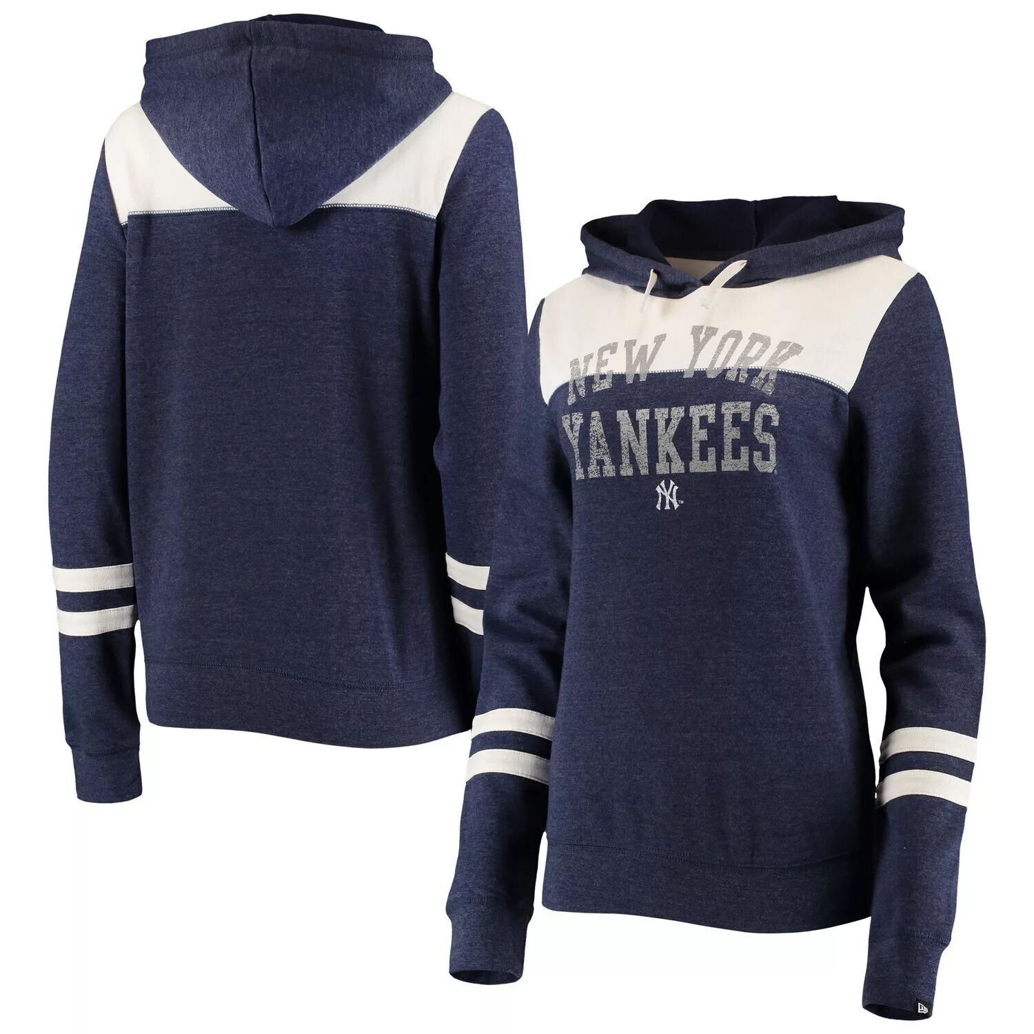 

Женский пуловер с капюшоном New Era, темно-синий/белый с цветными блоками New York Yankees Tri-Blend New Era