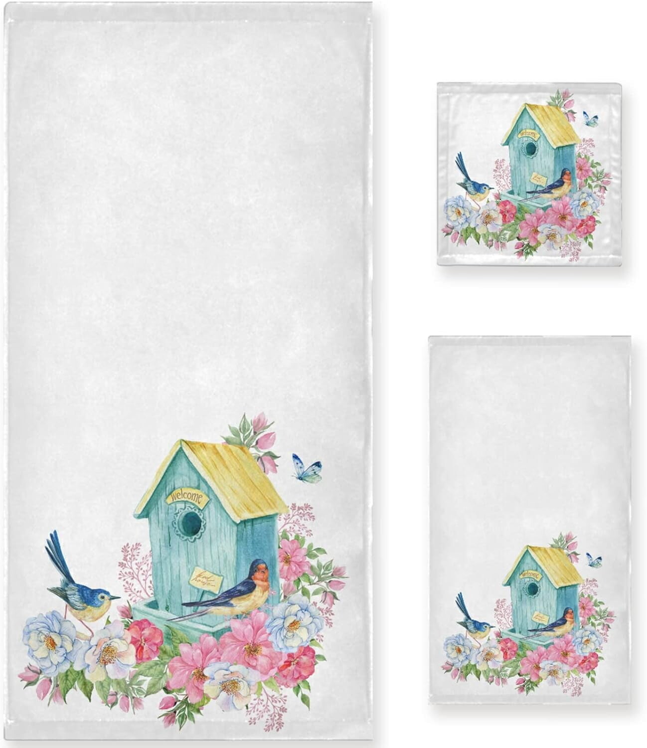 

Набор полотенец GZHJMY Flowers Bird House Пара Bird Butterfly, 3 штуки