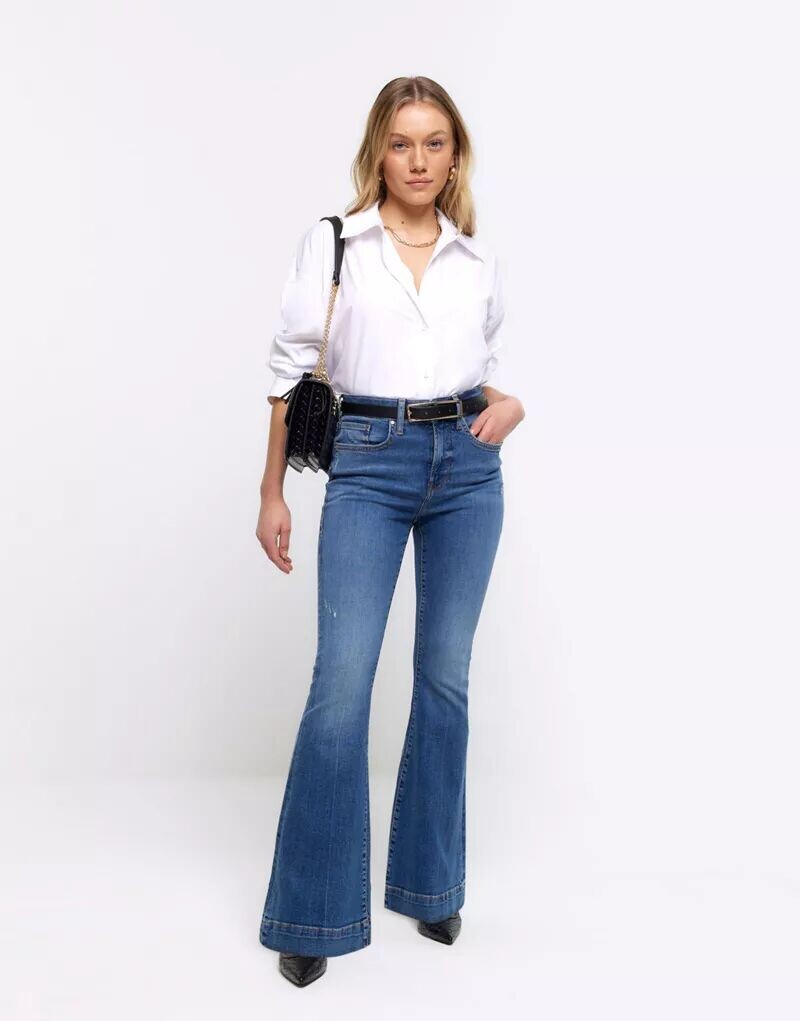 

Джинсовые расклешенные джинсы со средней посадкой River Island