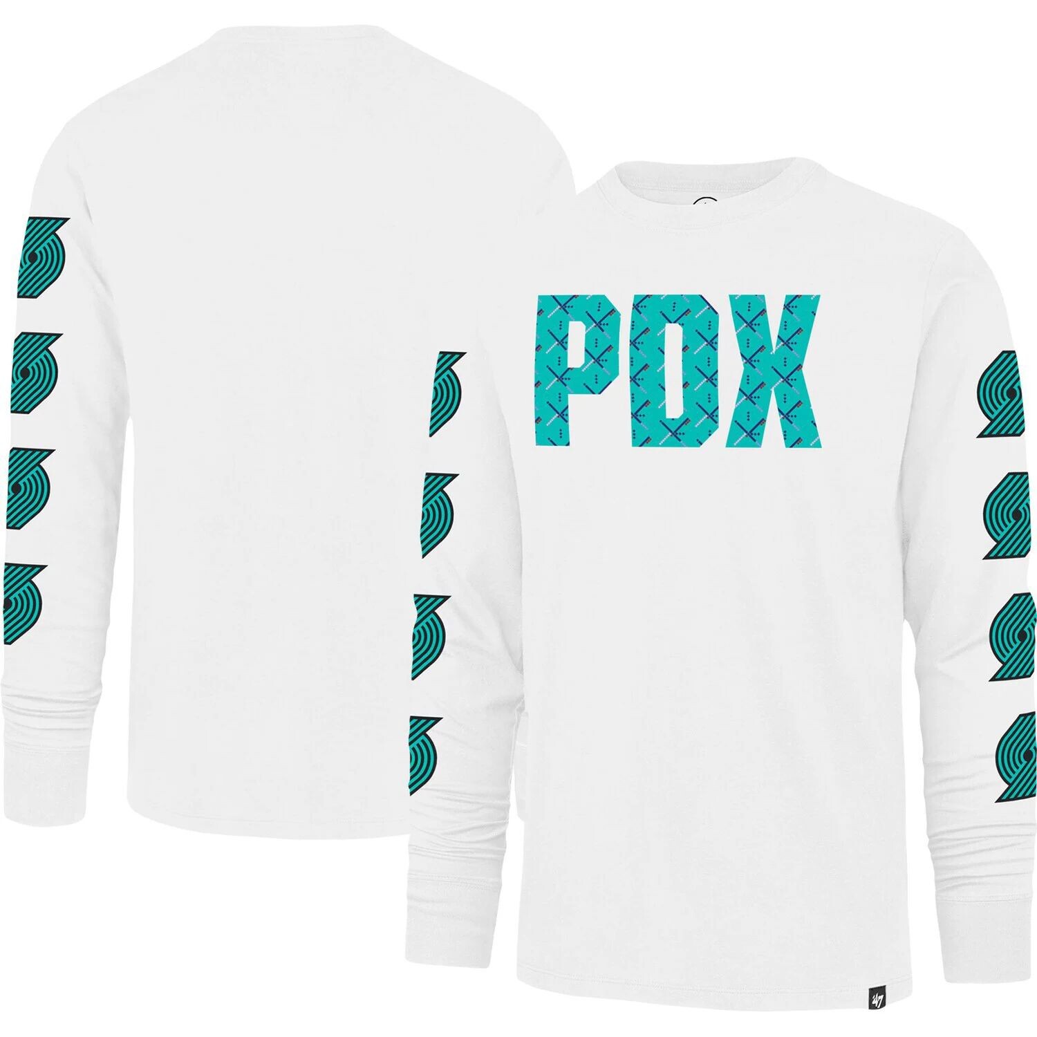 

Мужская белая футболка с длинным рукавом '47 Portland Trail Blazers City Edition Downtown Franklin, Белый