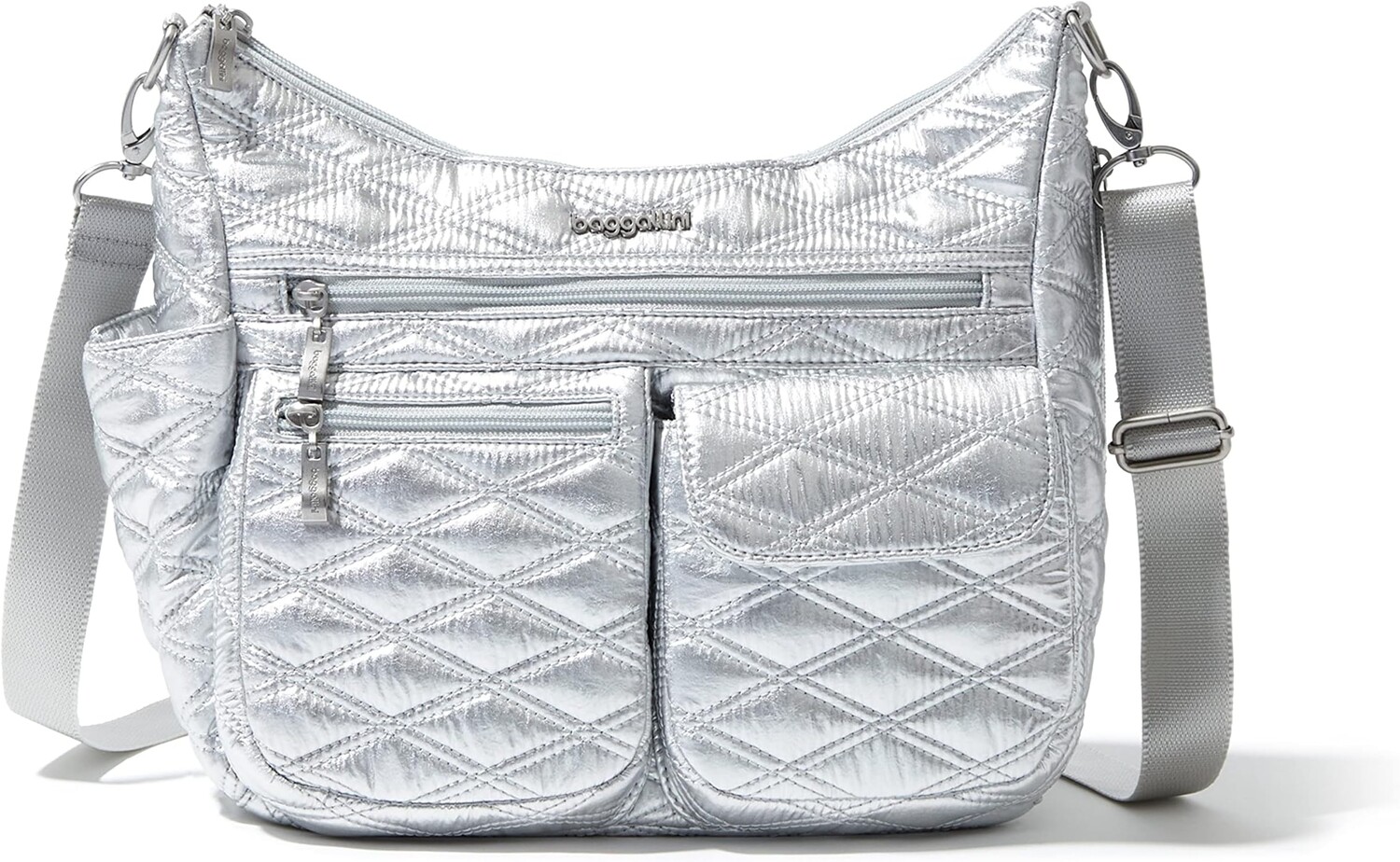 

Современная универсальная сумка Baggallini, цвет Silver Metallic Quilt