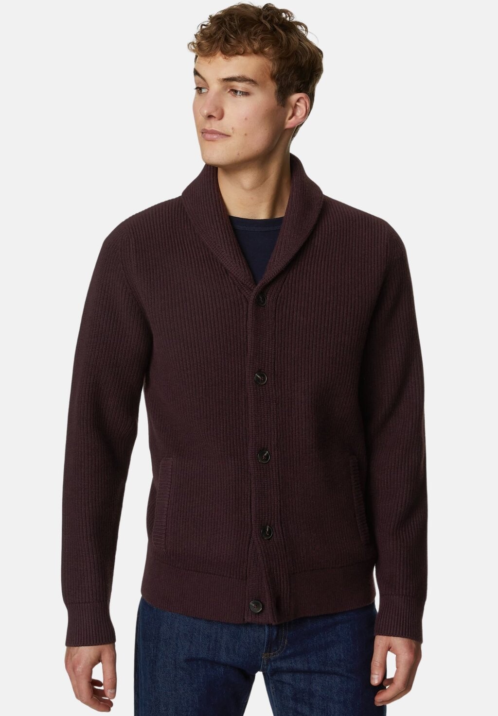 

Кардиган Textured Shawl Collar Marks & Spencer, цвет raisin