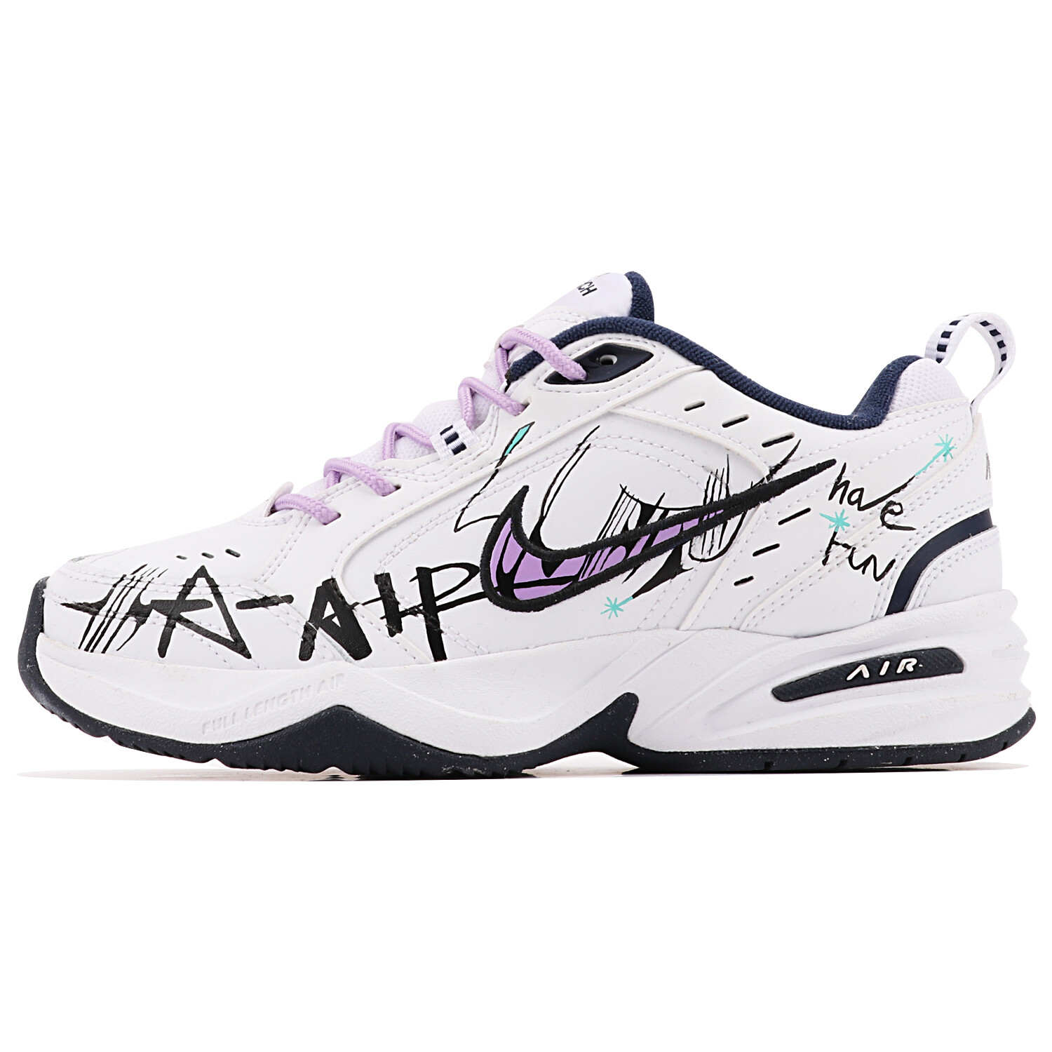

Кроссовки Nike Air Monarch 4 Chunky Sneakers Unisex Low-top White/purple, сиреневый/фиолетовый/белый