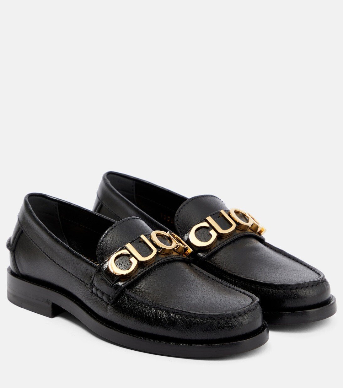 

Кожаные лоферы с логотипом Gucci, черный