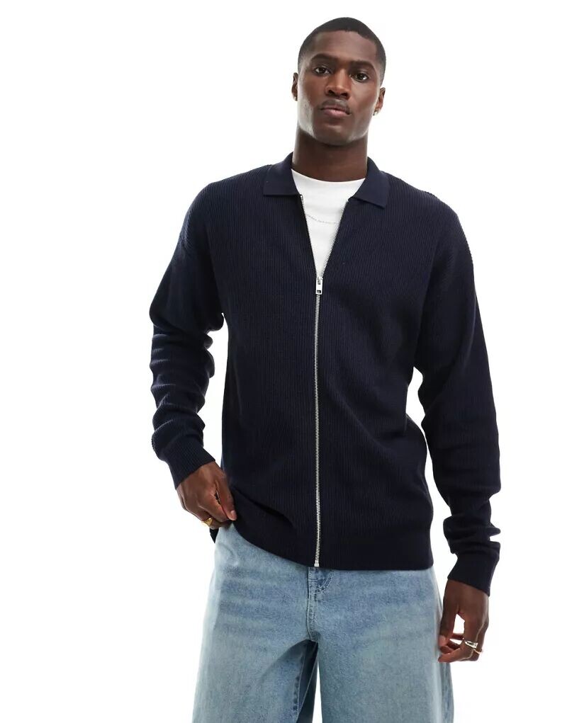 

Кардиган Jack & Jones Premium в рубчик с молнией и полной молнией