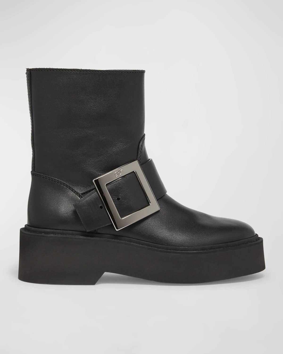 

Кожаные мотоботы с пряжкой Viv Rangers Roger Vivier, цвет Nero
