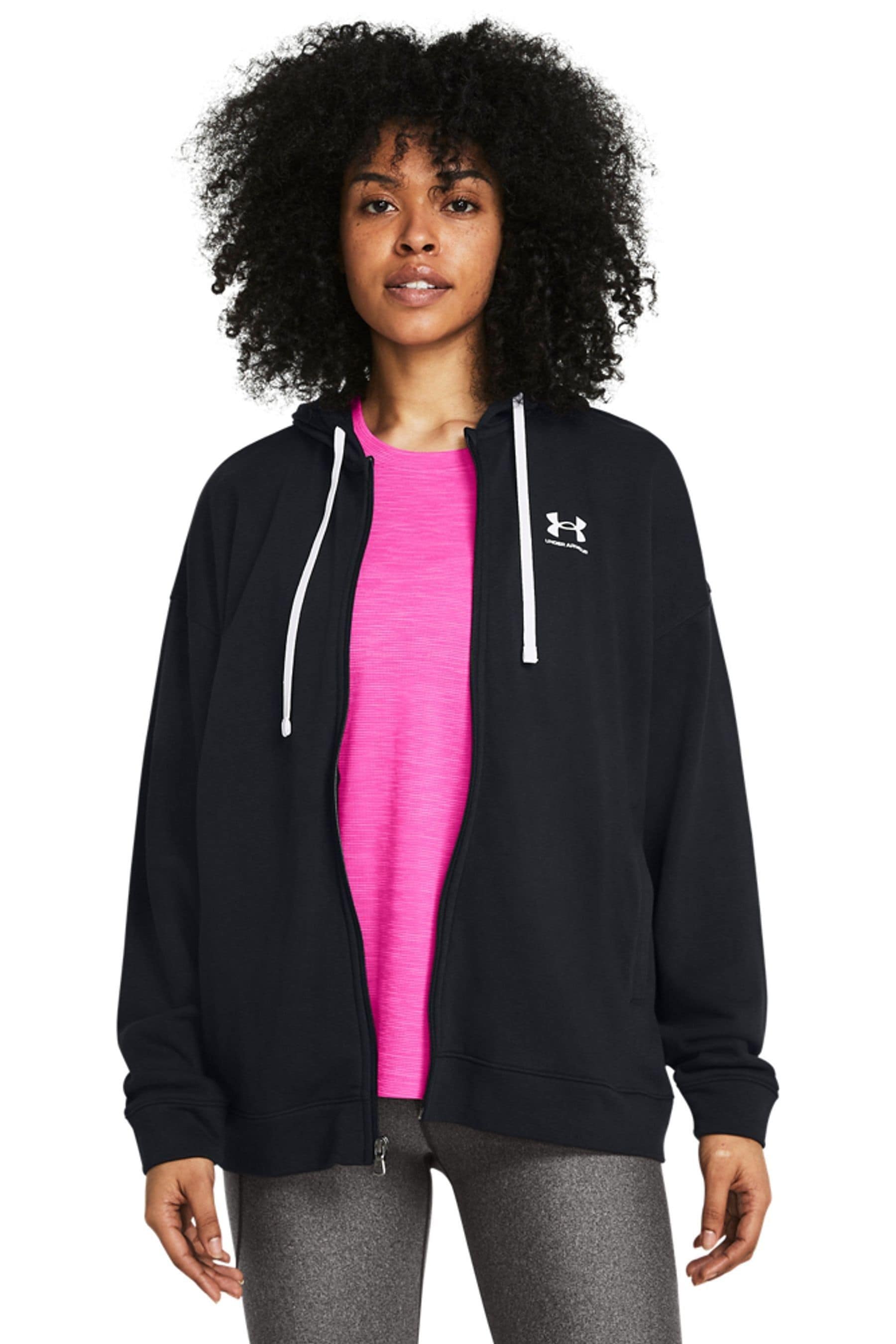 

Толстовка Rival Terry oversize с застежкой молнией Under Armour, черный