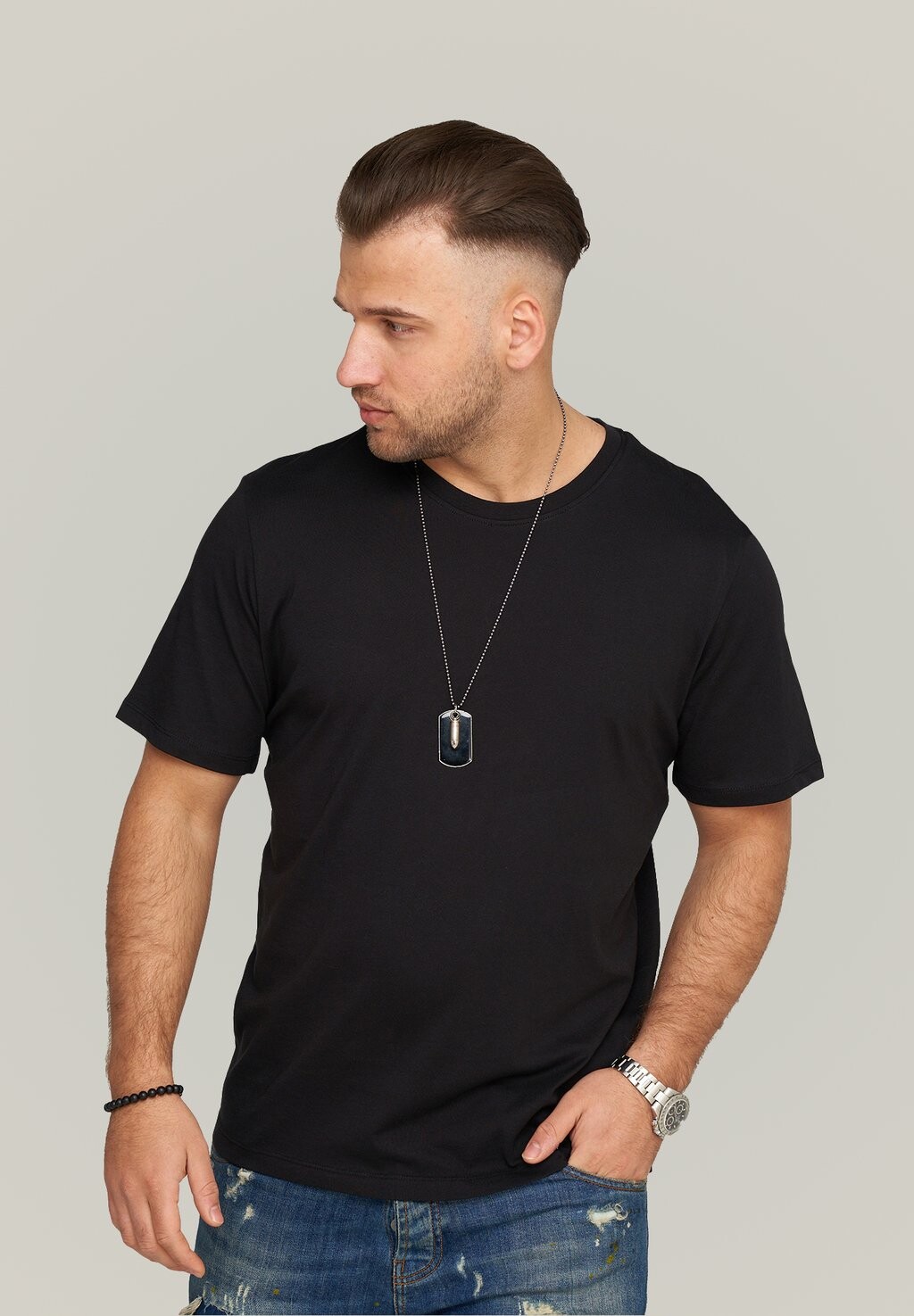 

Футболка с принтом MULTI 3PACK Jack & Jones, цвет meta 3er pack
