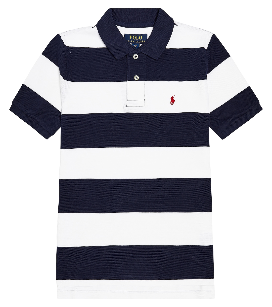 цена Полосатая рубашка-поло из хлопка Polo Ralph Lauren Kids, синий