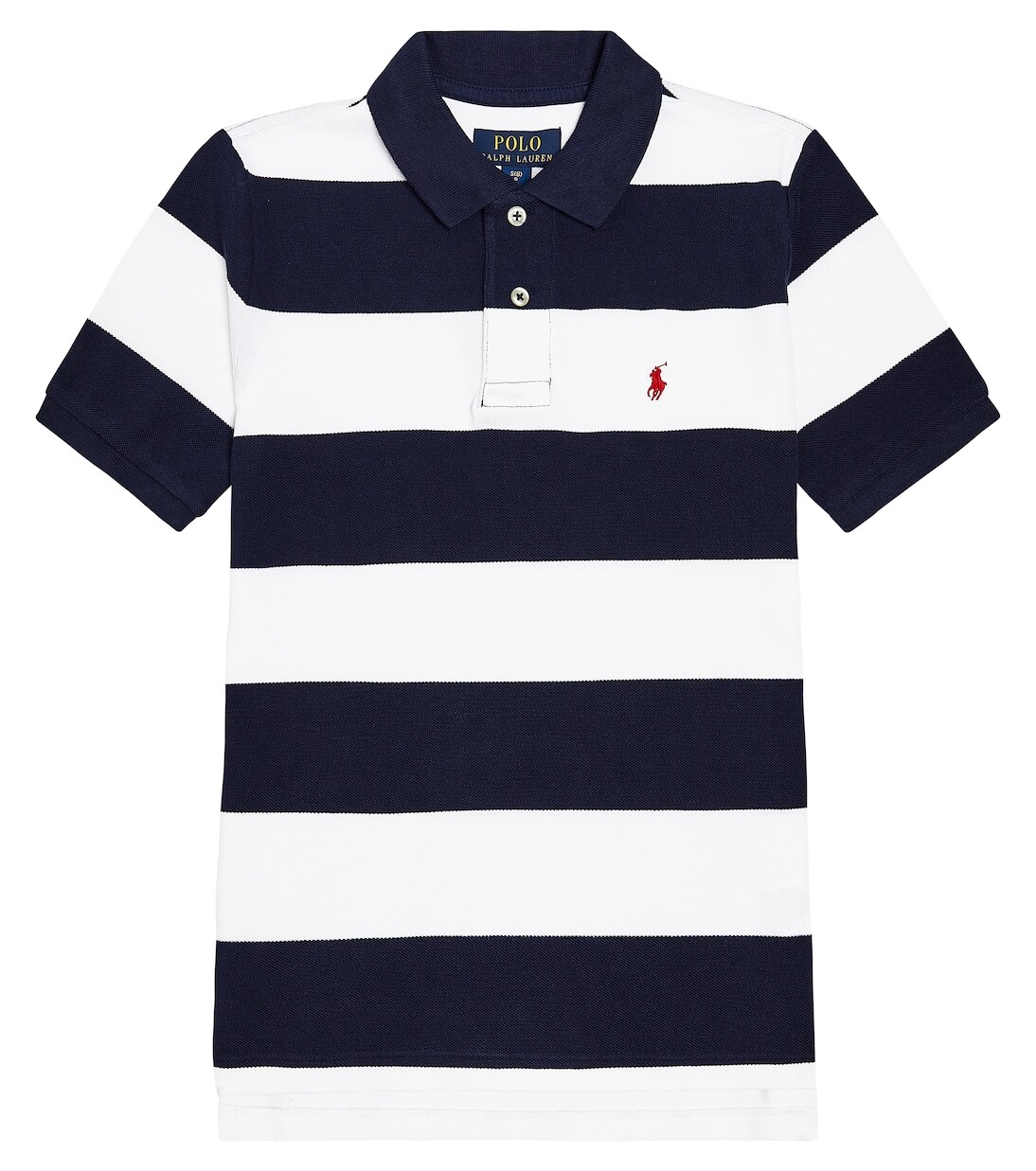 

Полосатая рубашка-поло из хлопка Polo Ralph Lauren Kids, синий