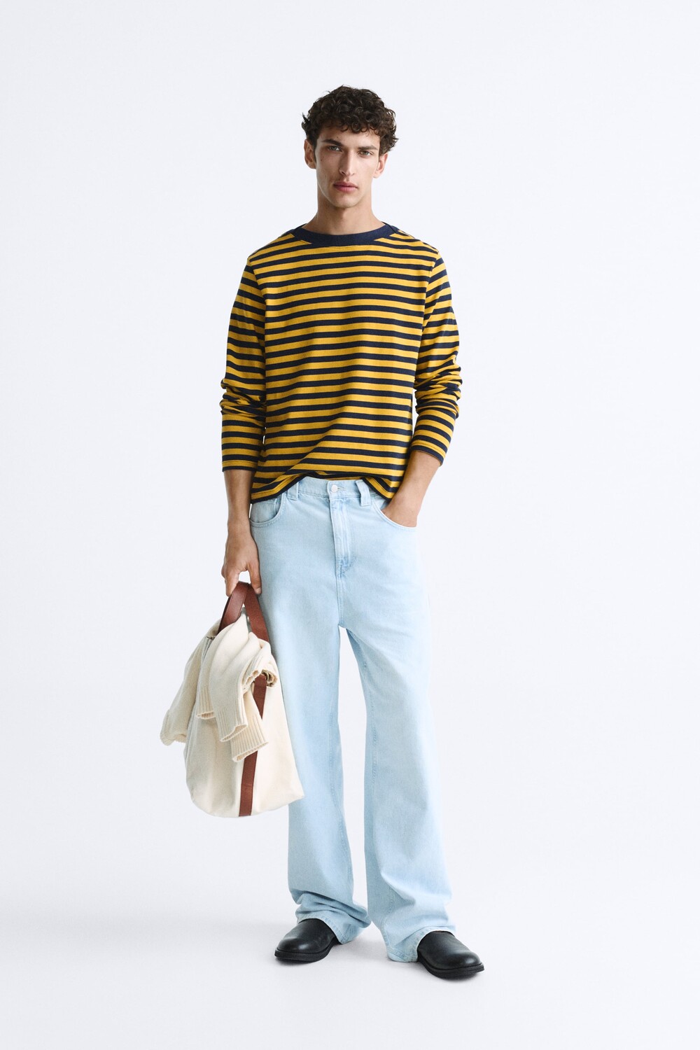 

Полосатая футболка Zara, только один, Черный