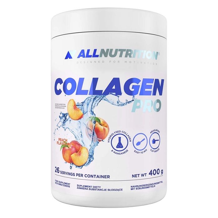 цена Allnutrition Collagen Pro Peach препарат, укрепляющий суставы и улучшающий состояние кожи, волос и ногтей, 400 g
