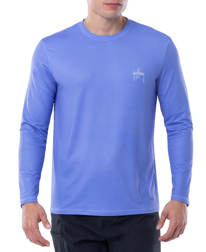 Мужская солнцезащитная футболка с длинными рукавами и логотипом Core Guy Harvey, синий мужская толстовка с капюшоном scribble marlin cationic performance guy harvey синий