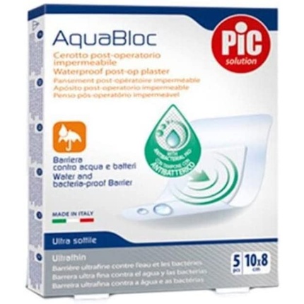 Стерильные антибактериальные пластыри Pic Aquabloc 10x8 см, 5 шт. в упаковке