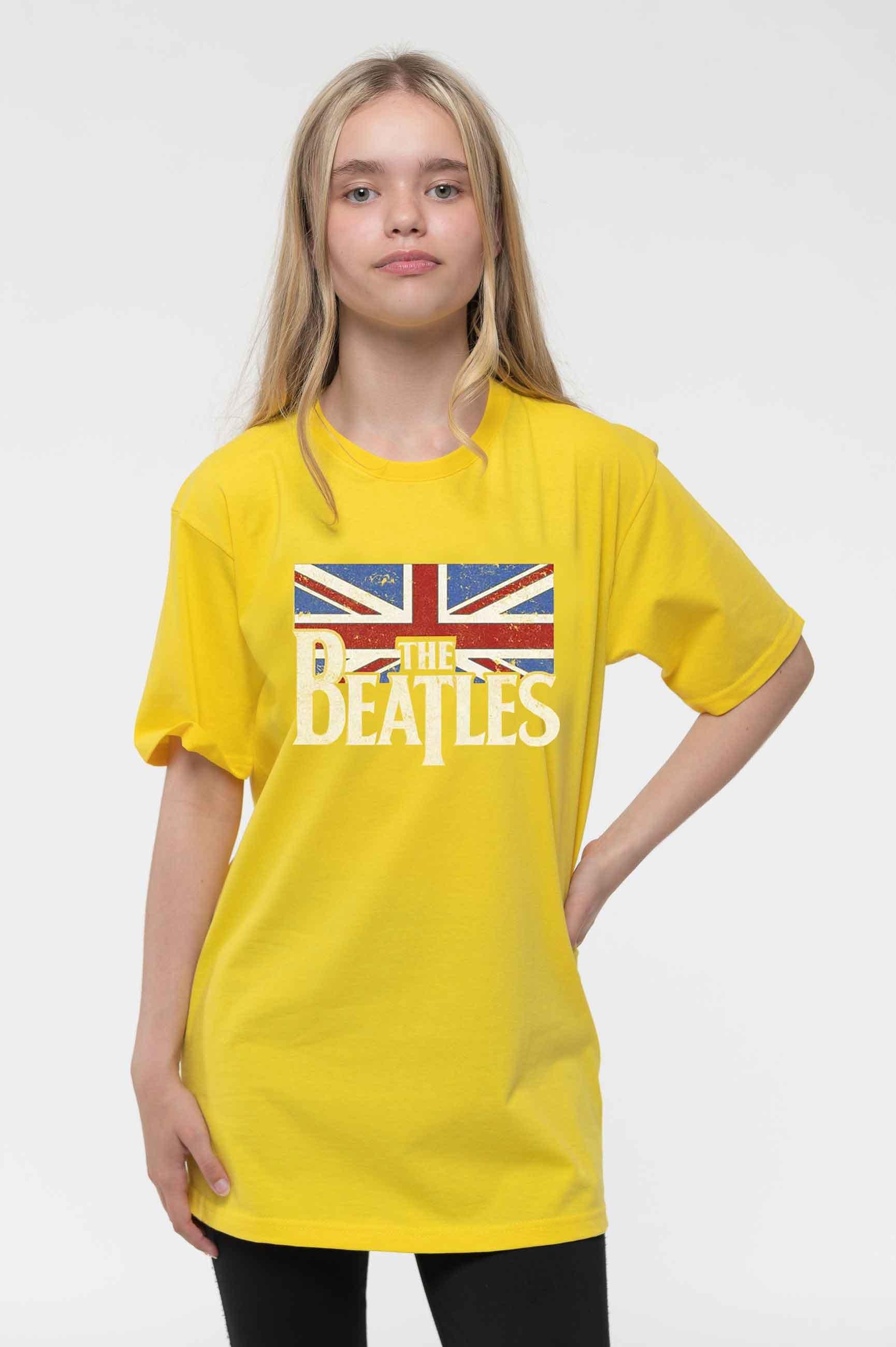 цена Футболка с логотипом и винтажным флагом Beatles, желтый
