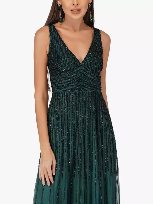 

Платье Lace & Beads Lorelai Embellished Maxi, цвет emerald/green