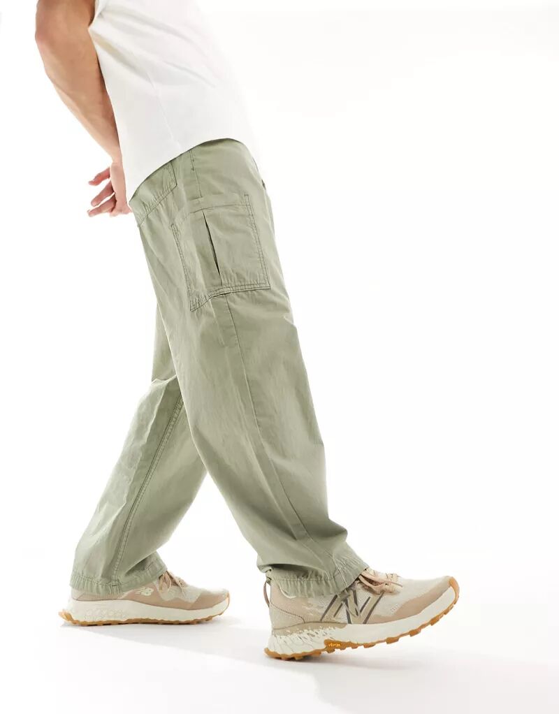 Зеленые брюки карго свободного кроя Selected Homme