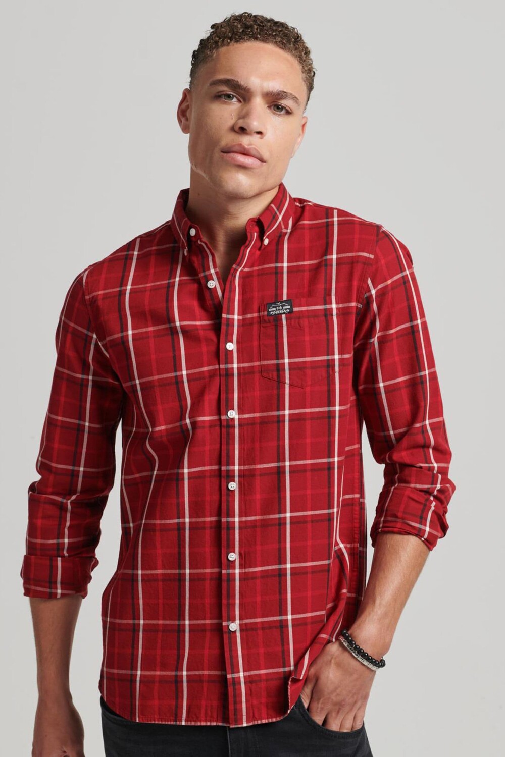 

Клетчатая рубашка торговца хлопком Superdry, красный
