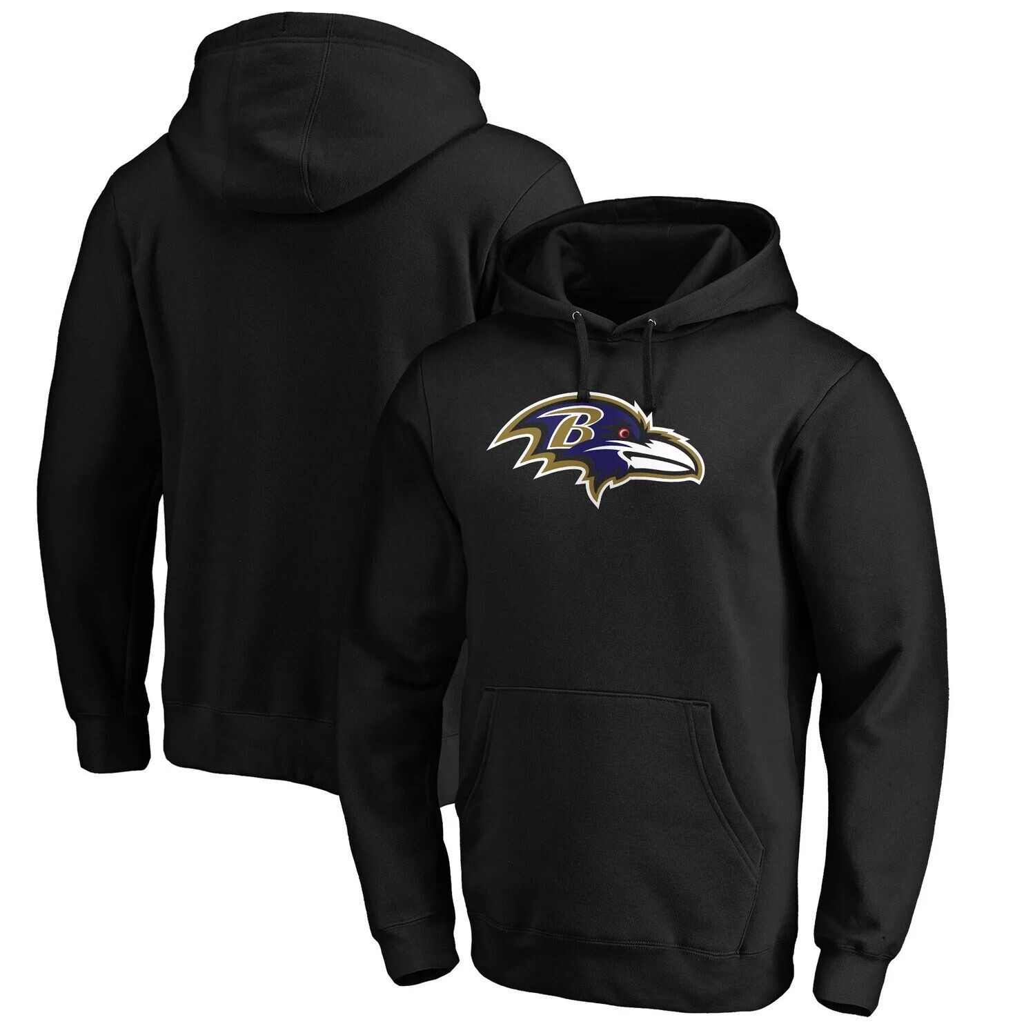 

Мужской черный пуловер с капюшоном с логотипом Baltimore Ravens Big & Tall Primary Fanatics