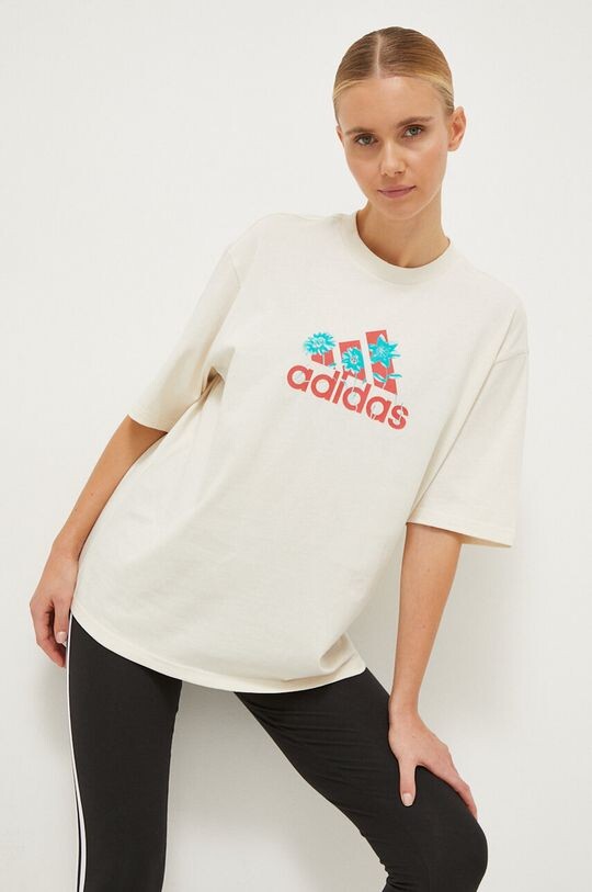 

Футболка Adidas из хлопка adidas, бежевый