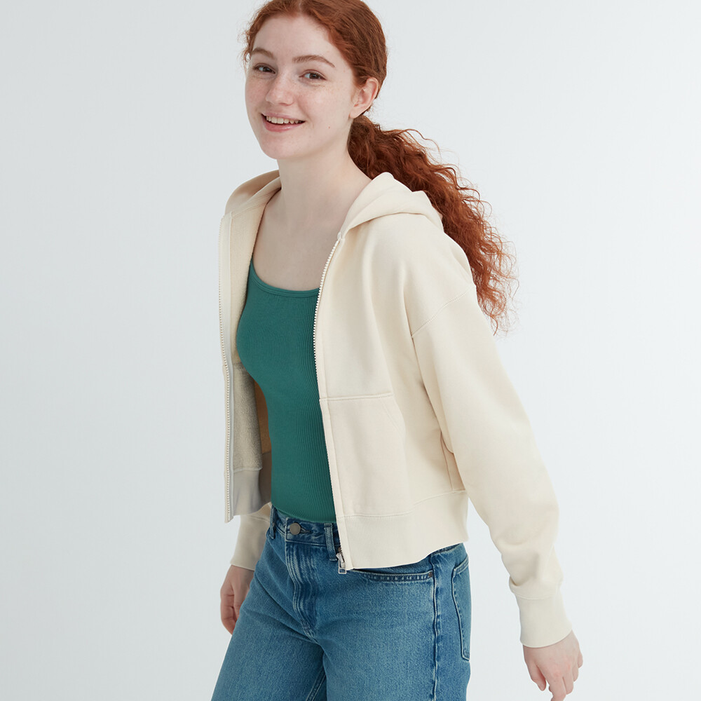 

Куртка Uniqlo спортивная на молнии с капюшоном, белый