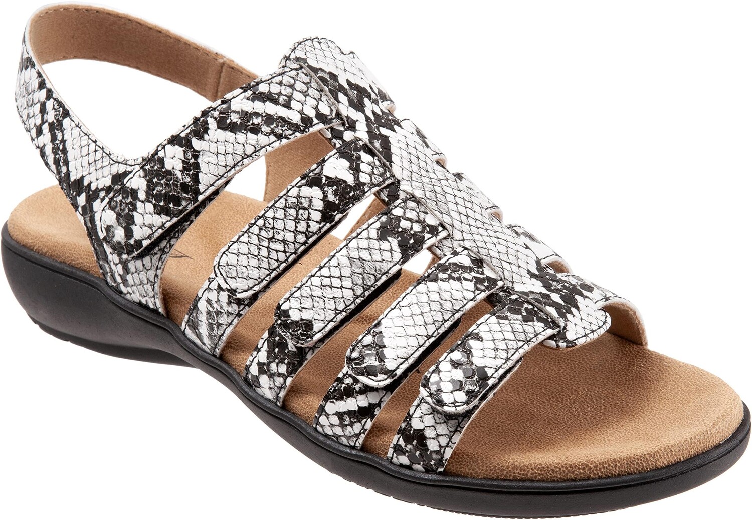

Сандалии на плоской подошве Tiki Trotters, цвет Black/White Snake Veg