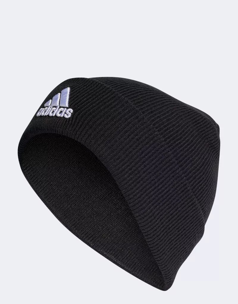 Черная вязаная шапка с логотипом adidas adidas performance шапка performance черная