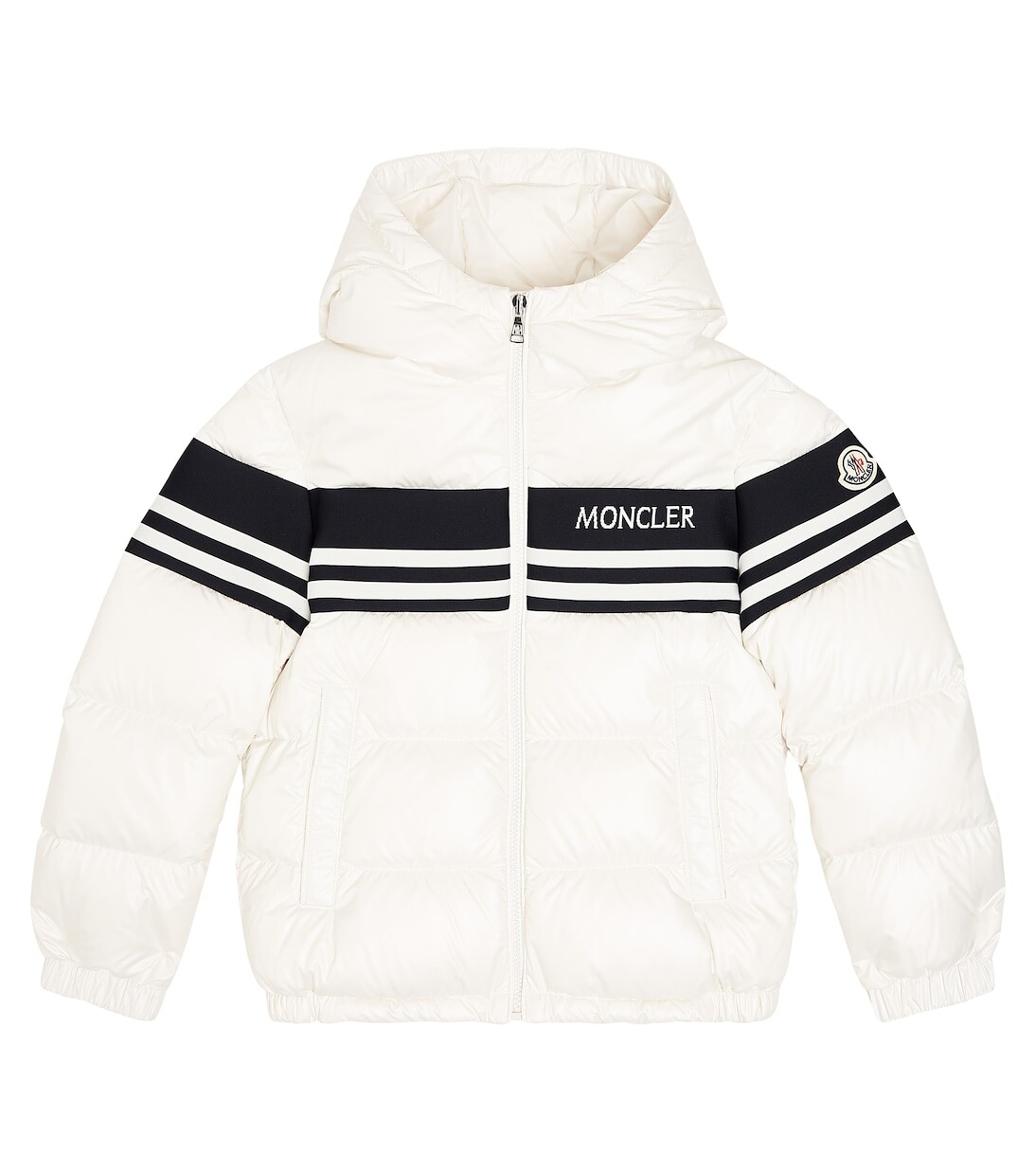 Пуховик mangal с логотипом Moncler Enfant, белый оранжевый пуховик с логотипом moncler