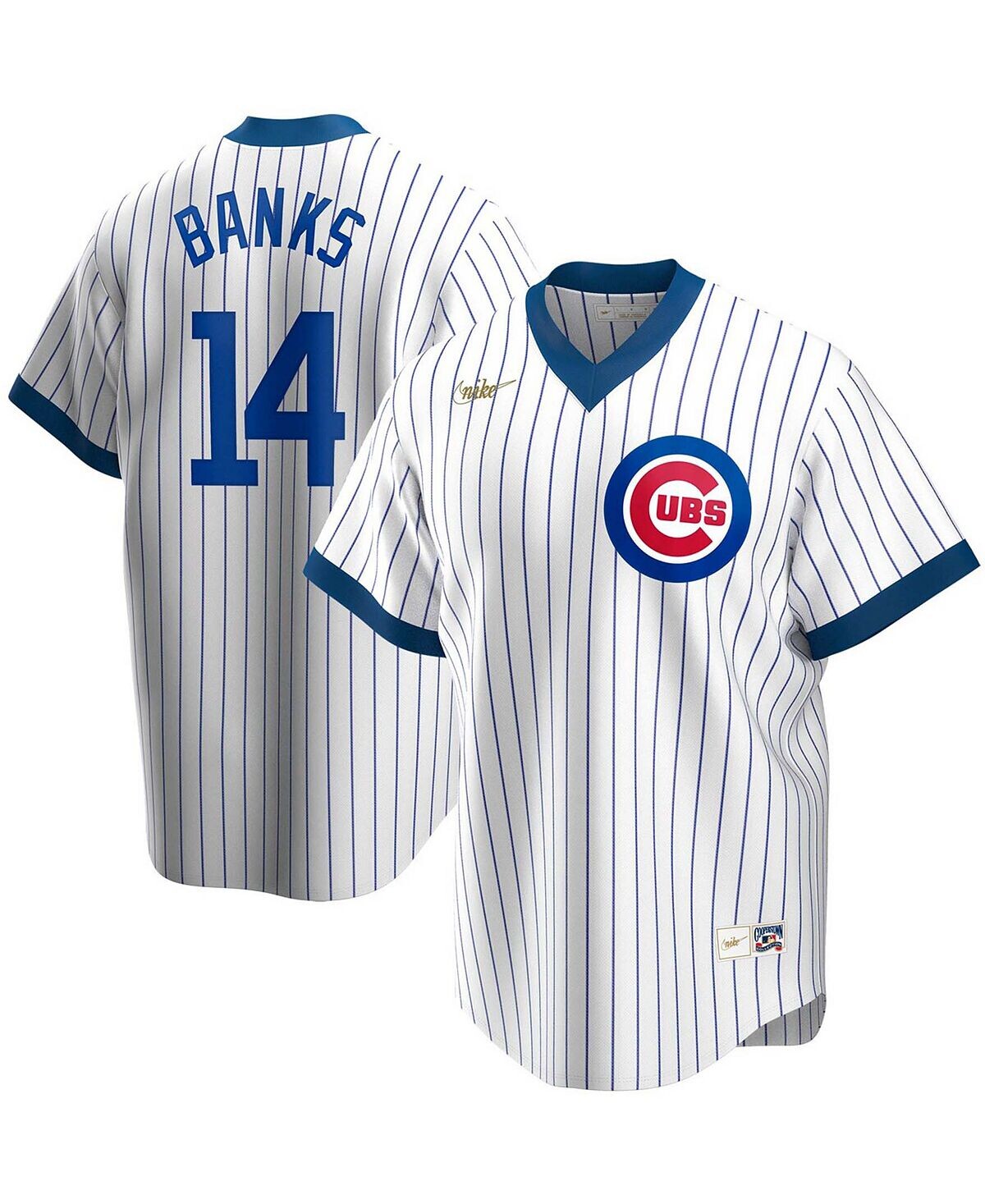 

Мужская белая майка игрока Ernie Banks Chicago Cubs Home Cooperstown Collection Nike